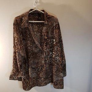 Maggie Barnes Long Sleeved Blouse Brown/Black 3X